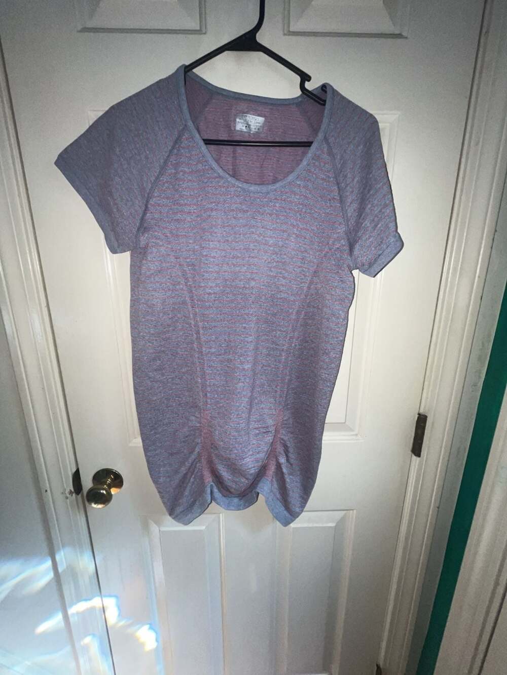 Athleta Fast Track Short Sleeve Striped Ruched Tee